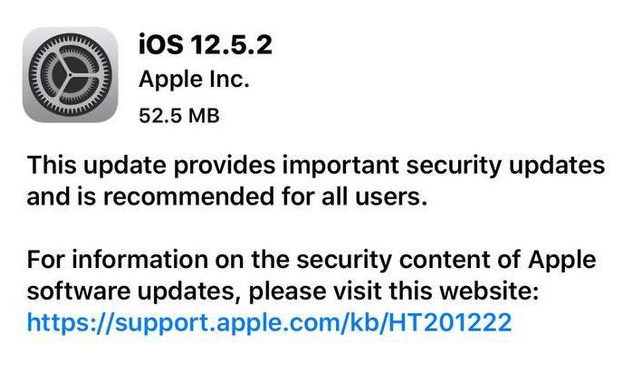 内乡苹果手机维修分享iOS12.5.2发布，建议所有老苹果用户安装 
